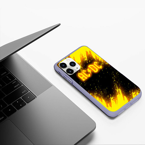 Чехол iPhone 11 Pro матовый ACDC - Neon / 3D-Светло-сиреневый – фото 3