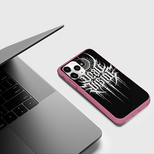 Чехол iPhone 11 Pro матовый DEAD INSIDE, Сороконожка / 3D-Малиновый – фото 3