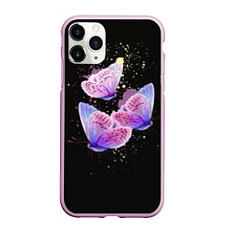 Чехол iPhone 11 Pro матовый Butterflies Sky, цвет: 3D-розовый