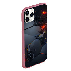 Чехол iPhone 11 Pro матовый НЕОНОВЫЙ ВЗРЫВ ПЛИТЫ, ОБЛОМКИ NEON EXPLOSION, цвет: 3D-малиновый — фото 2