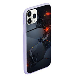 Чехол iPhone 11 Pro матовый НЕОНОВЫЙ ВЗРЫВ ПЛИТЫ, ОБЛОМКИ NEON EXPLOSION, цвет: 3D-светло-сиреневый — фото 2