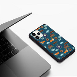 Чехол iPhone 11 Pro матовый Англия паттерн, цвет: 3D-черный — фото 2