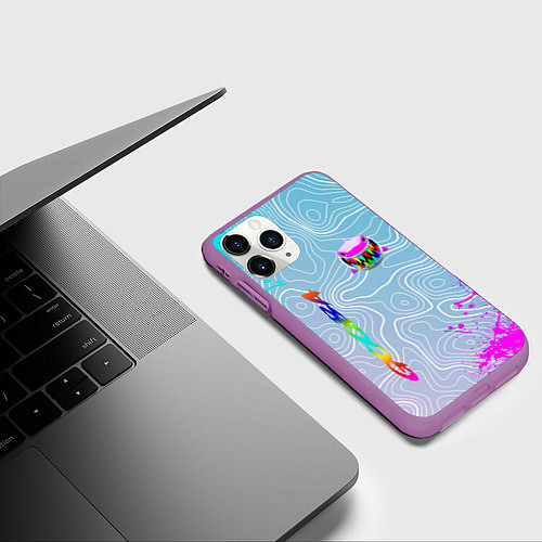 Чехол iPhone 11 Pro матовый 6IX9INE Gooba Брызги / 3D-Фиолетовый – фото 3