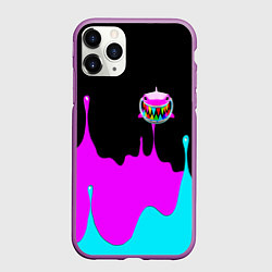 Чехол iPhone 11 Pro матовый 6IX9INE Подтеки Красок, цвет: 3D-фиолетовый