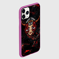 Чехол iPhone 11 Pro матовый Японская психоделика Лицо и маска, цвет: 3D-фиолетовый — фото 2