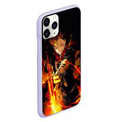 Чехол iPhone 11 Pro матовый Сукуна стреляет пламенем Магическая битва, цвет: 3D-светло-сиреневый — фото 2