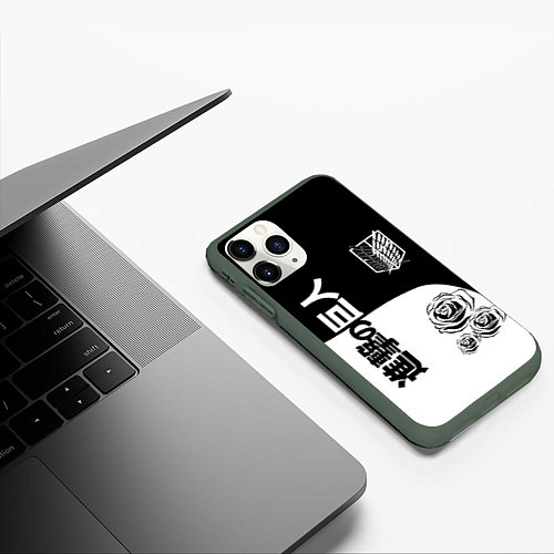 Чехол iPhone 11 Pro матовый Розы Атака Титанов / 3D-Темно-зеленый – фото 3