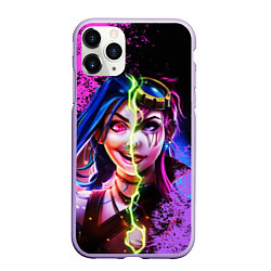 Чехол iPhone 11 Pro матовый Arcane League Of Legends JINX AND VI, цвет: 3D-светло-сиреневый