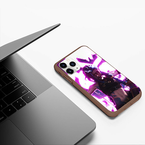 Чехол iPhone 11 Pro матовый Arcane League Of Legends JINX NEON / 3D-Коричневый – фото 3