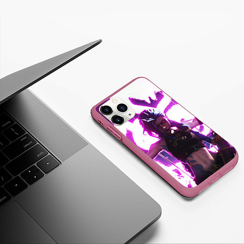 Чехол iPhone 11 Pro матовый Arcane League Of Legends JINX NEON / 3D-Малиновый – фото 3