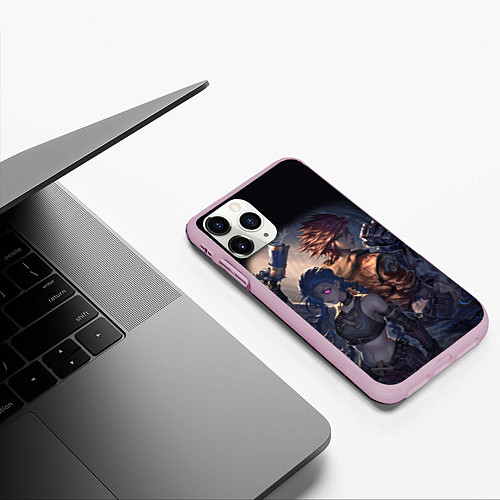 Чехол iPhone 11 Pro матовый League Of Legends Джинкс и Вай / 3D-Розовый – фото 3