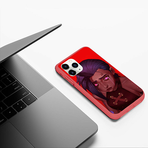 Чехол iPhone 11 Pro матовый Arcane - League Of Legends Jinx red / 3D-Красный – фото 3