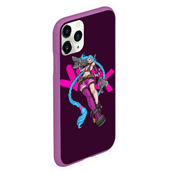 Чехол iPhone 11 Pro матовый Джинкс - League Of Legends Jinx, цвет: 3D-фиолетовый — фото 2