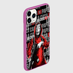 Чехол iPhone 11 Pro матовый La Casa de Papel Человек с автоматом, цвет: 3D-фиолетовый — фото 2
