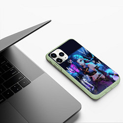 Чехол iPhone 11 Pro матовый Аркейн - League Of Legends Джинкс, цвет: 3D-салатовый — фото 2