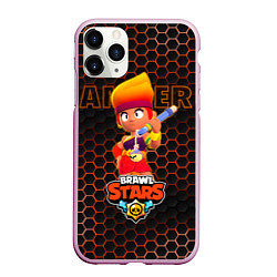 Чехол iPhone 11 Pro матовый Амбер BRAWL STARS соты, цвет: 3D-розовый