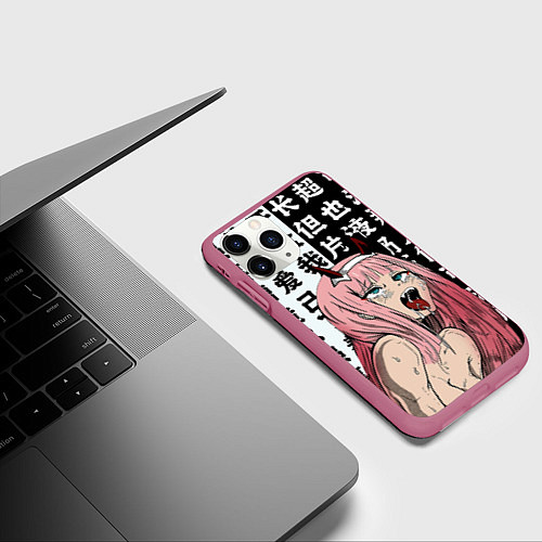 Чехол iPhone 11 Pro матовый AHEGAO ZERO TWO Зеро ту ахегао / 3D-Малиновый – фото 3