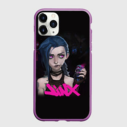 Чехол iPhone 11 Pro матовый ДЖИНКС С ГРАНАТОЙ League Of Legends, цвет: 3D-фиолетовый