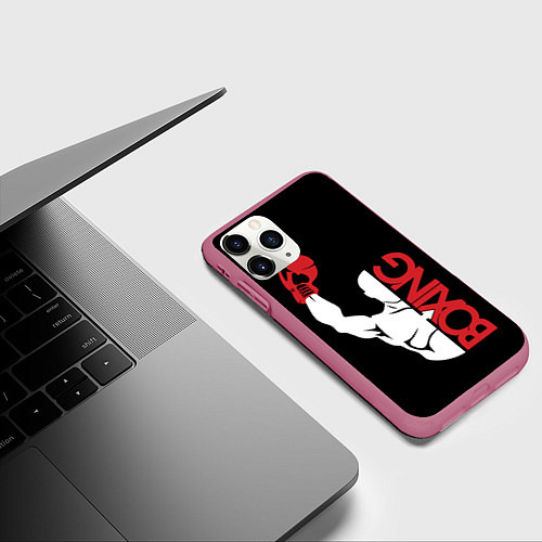 Чехол iPhone 11 Pro матовый Бокс Boxing / 3D-Малиновый – фото 3