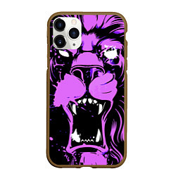 Чехол iPhone 11 Pro матовый Neon pink lion, цвет: 3D-коричневый