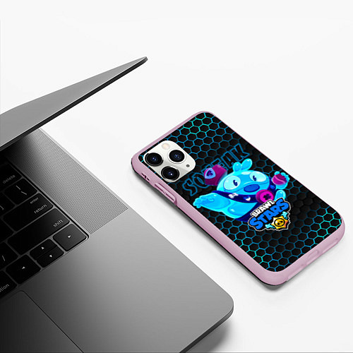 Чехол iPhone 11 Pro матовый Скуик BRAWL STARS соты / 3D-Розовый – фото 3