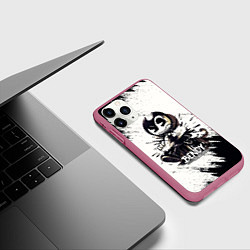 Чехол iPhone 11 Pro матовый Bendy And The Ink Machine Бенди прибит доской, цвет: 3D-малиновый — фото 2