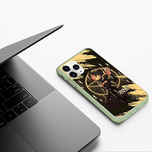 Чехол iPhone 11 Pro матовый Bendy And The Ink Machine Бенди / 3D-Салатовый – фото 3