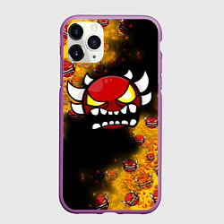 Чехол iPhone 11 Pro матовый Огненный Геометри Дэш Geometry Dash, цвет: 3D-фиолетовый