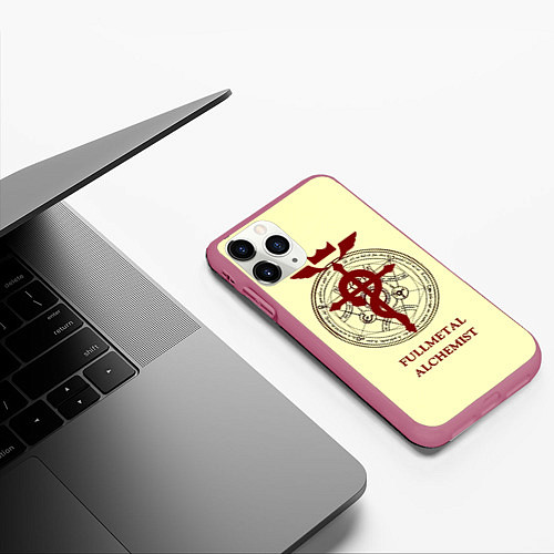 Чехол iPhone 11 Pro матовый Стальной алхимик - Фламель / 3D-Малиновый – фото 3