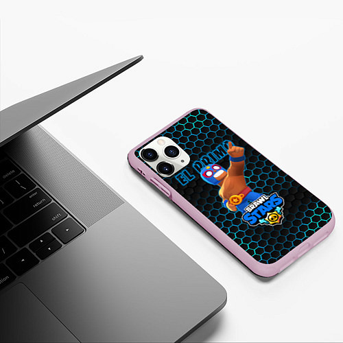 Чехол iPhone 11 Pro матовый Эль Примо, BRAWL STARS соты / 3D-Розовый – фото 3