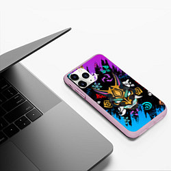 Чехол iPhone 11 Pro матовый Genshin Impact стихия Маска Сяо, цвет: 3D-розовый — фото 2