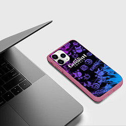 Чехол iPhone 11 Pro матовый Геншин Импакт пламя, цвет: 3D-малиновый — фото 2