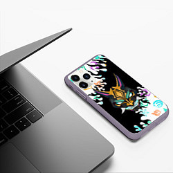 Чехол iPhone 11 Pro матовый Genshin Impact - Пламя Маска Сяо, цвет: 3D-серый — фото 2