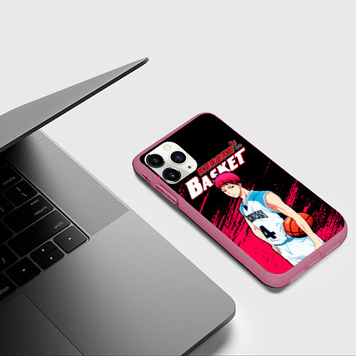 Чехол iPhone 11 Pro матовый Kuroko no Basuke, Akashi Seijuro Сейджуро Акаши / 3D-Малиновый – фото 3