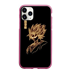 Чехол iPhone 11 Pro матовый Гоку неоновый Dragon Ball, цвет: 3D-малиновый