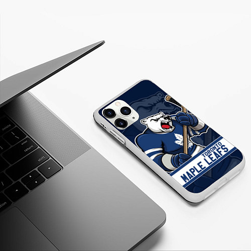 Чехол iPhone 11 Pro матовый Торонто Мейпл Лифс, Toronto Maple Leafs Маскот / 3D-Белый – фото 3