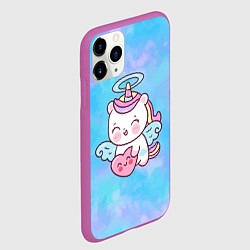 Чехол iPhone 11 Pro матовый Маленький единорог с сердцем, цвет: 3D-фиолетовый — фото 2
