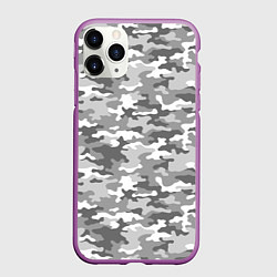 Чехол iPhone 11 Pro матовый Серый Военный Камуфляж, цвет: 3D-фиолетовый