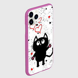 Чехол iPhone 11 Pro матовый Влюблённый котик Cat Love, цвет: 3D-фиолетовый — фото 2