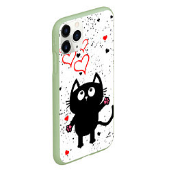 Чехол iPhone 11 Pro матовый Влюблённый котик Cat Love, цвет: 3D-салатовый — фото 2