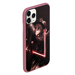 Чехол iPhone 11 Pro матовый Ху Тао в неоновом треугольнике Genshin Impact, цвет: 3D-малиновый — фото 2