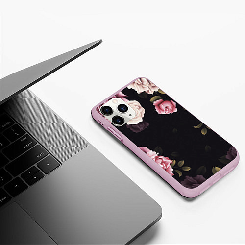Чехол iPhone 11 Pro матовый РОЗЫ И ПИОНЫ / 3D-Розовый – фото 3
