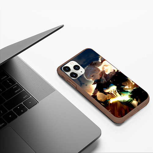 Чехол iPhone 11 Pro матовый Genshin Impact Топ / 3D-Коричневый – фото 3