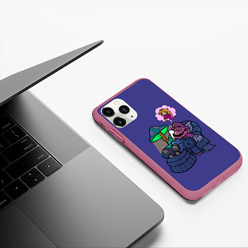Чехол iPhone 11 Pro матовый Мечтающий Марио / 3D-Малиновый – фото 3