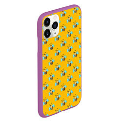 Чехол iPhone 11 Pro матовый Пчелы паттерн, цвет: 3D-фиолетовый — фото 2