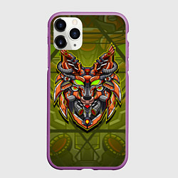 Чехол iPhone 11 Pro матовый Кибер-лис, цвет: 3D-фиолетовый