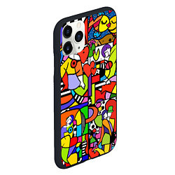 Чехол iPhone 11 Pro матовый Romero Britto - love collage, цвет: 3D-черный — фото 2