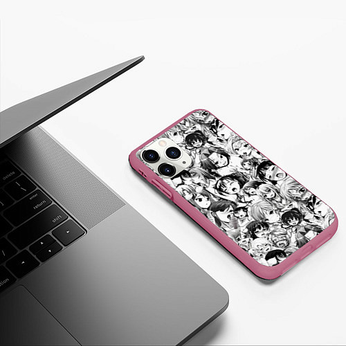 Чехол iPhone 11 Pro матовый АХЕГАО - AHEGAO / 3D-Малиновый – фото 3