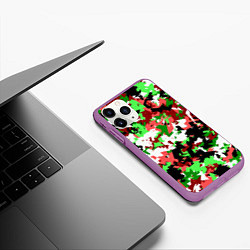 Чехол iPhone 11 Pro матовый Красно-зеленый камуфляж, цвет: 3D-фиолетовый — фото 2