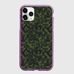Чехол iPhone 11 Pro матовый Камуфляж с холстовой сеткой, цвет: 3D-фиолетовый